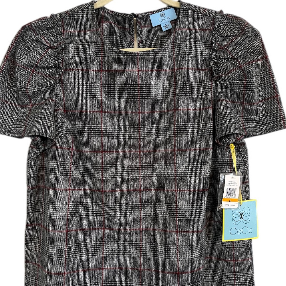 CeCe Plaid Blouse